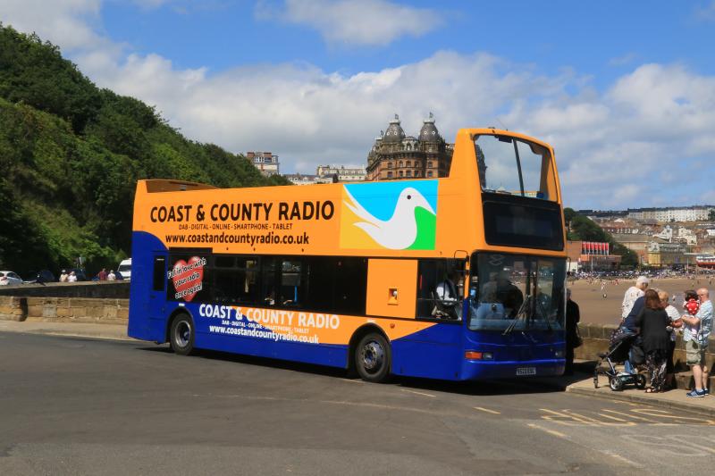 Ex Edinburgh bus 523: Tour bus 523 on service 109 in Scarborough still in Majestic Tour livery Photo of Ex Edinburgh bus 523