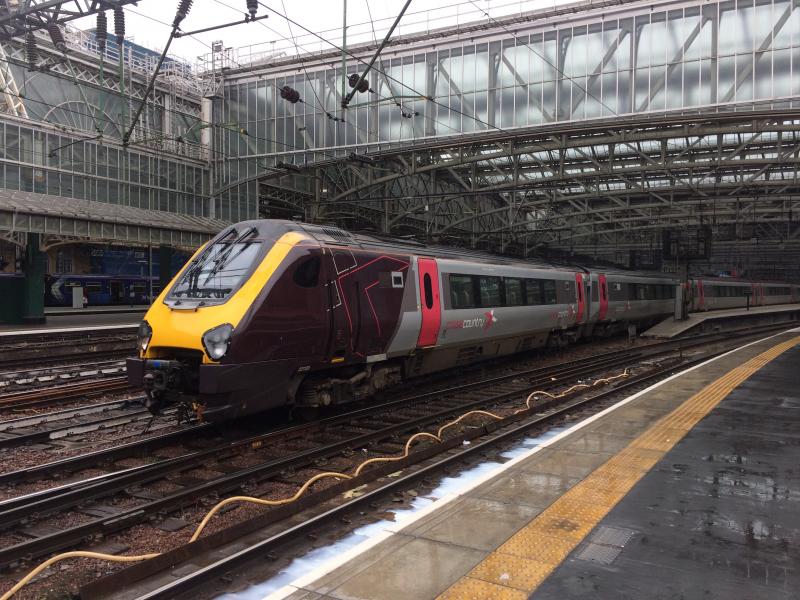 XC 221120 departing Glasgow Central: CrossCountry Class 221 No.221120 departs Glasgow Central as the 1V62 11:00 service to Penzance on a wet Tuesday 4th July 2017. Photo of XC 221120 departing Glasgow Central