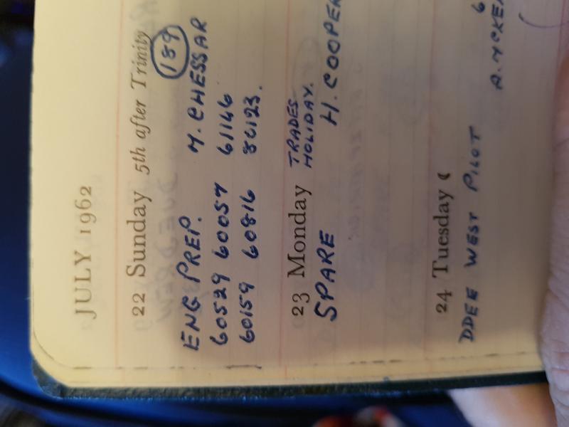 Diary entry 22/7/1962: Photo of Diary entry 22/7/1962