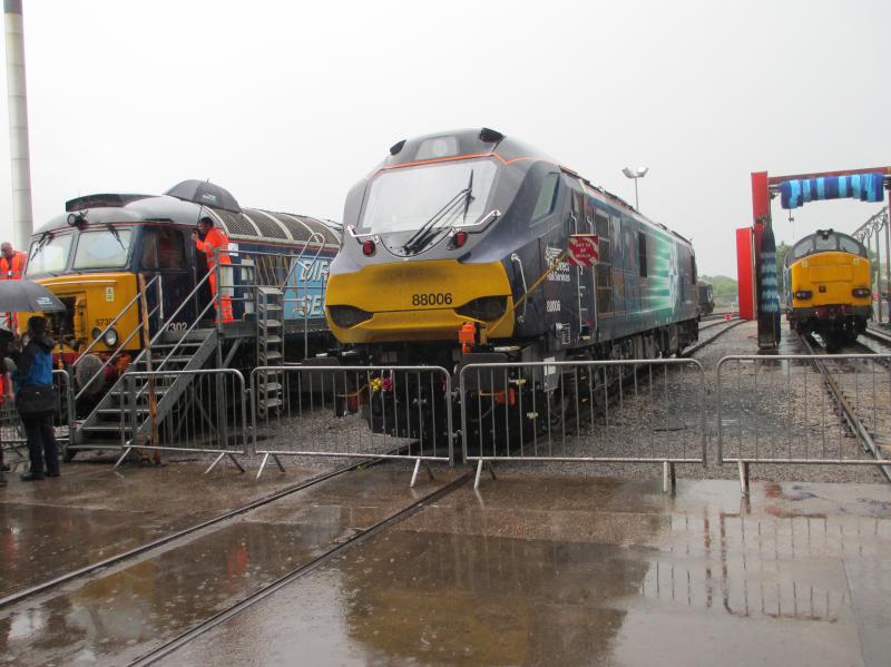 Kingmoor Open Day 22.7.17: DRS Classes 57, 68 and 37 on display at Kingmoor 22.7.17.Shame about the weather!! Photo of Kingmoor Open Day 22.7.17