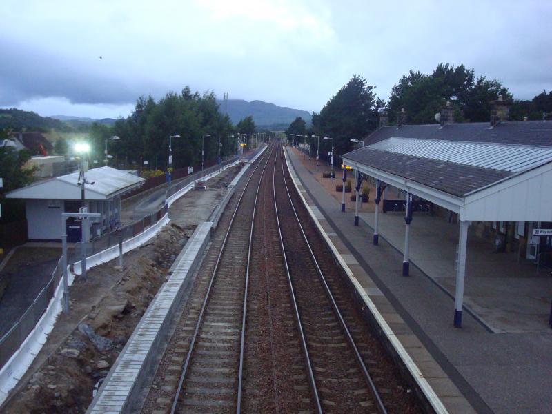 Platform Alterations at Kingussie: Picture taken on morning of 11/8/17 looking south of southbound platform alterations to accommodate new trains planned for route. Photo of Platform Alterations at Kingussie