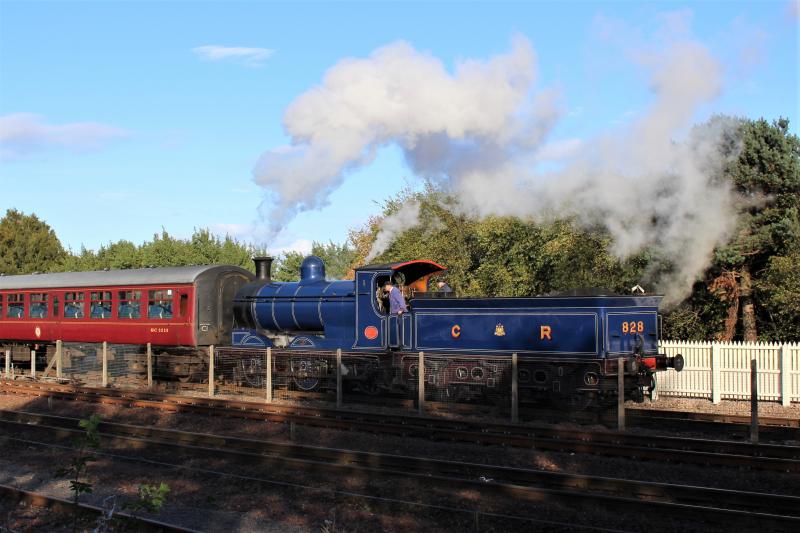 Caledonian 828: At the end of service, Caledonian 828 propels its train back to the depot at Aviemore, 30 September 2017 Photo of Caledonian 828