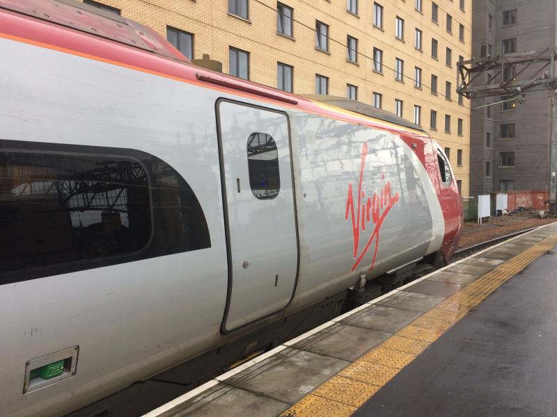 390114 at Glasgow Central: Virgin Trains Class 390/1 No. 390114 'City of Manchester' about to depart as the 1M14 13:40 Glasgow Central to London Euston on Monday 23rd October 2017. Photo of 390114 at Glasgow Central