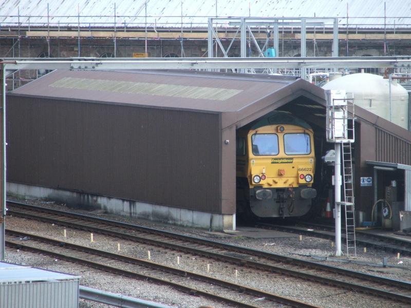 66 622 Inverness Depot 28 08 08: 66 622 having some R&R at Inverness Depot after working the 6H51 Cement to Inverness. Photo of 66 622 Inverness Depot 28 08 08