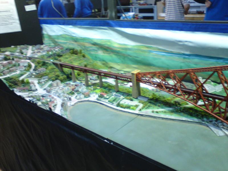 Forth Bridge in T scale: The north end of the bridge. Photo of Forth Bridge in T scale