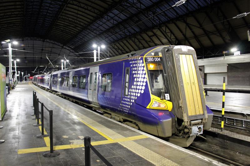 The first electric passenger train at Queen Street high level: 380004, with 380114, at Glasgow Queen Street to work the 08:30 to Edinburgh via Falkirk High, Sunday 10 December 2017 Photo of The first electric passenger train at Queen Street high level