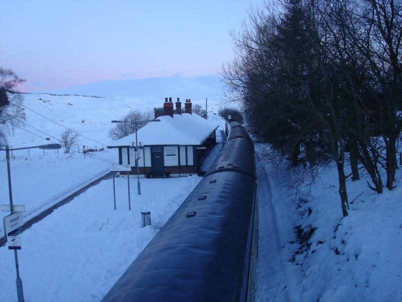 Photo of Rannoch Station with waiting Sleeper for Fort William