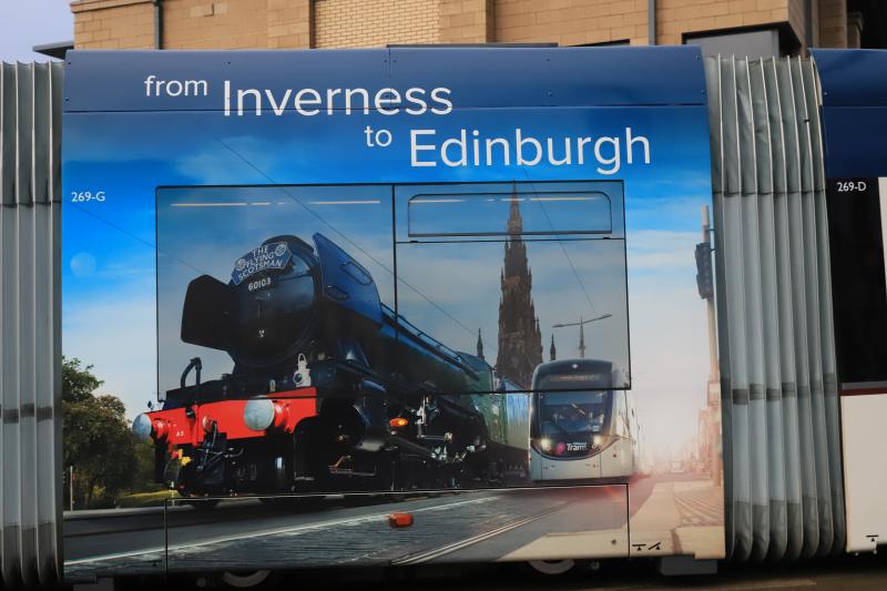 Tram 269 Vinyl: Tram 269 vinyl with 60103 Flying Scotsman on Princes St. Not suitable for the Hornby radius 1 curves. Photo of Tram 269 Vinyl