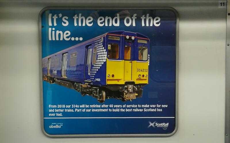 This is the end....!: Poster displayed in class 314 units from autumn 2017 announcing their withdrawal in 2018. Photo of This is the end....!