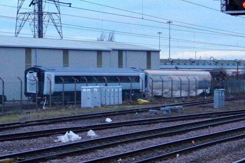Unbranded ScotRail Liveried Mk3 at Doncaster: Repainted MK3 at Wabtec, Doncaster. Decals have still to be applied. Photo of Unbranded ScotRail Liveried Mk3 at Doncaster