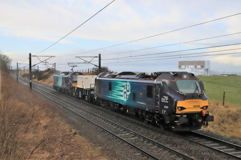 Class 88 on 6M50 spot the difference: 88004 leading topn tail with 88009 on 6M50 15.12 Torness to Carlisle Kingmoor on 14/02/2018 Photo of Class 88 on 6M50 spot the difference