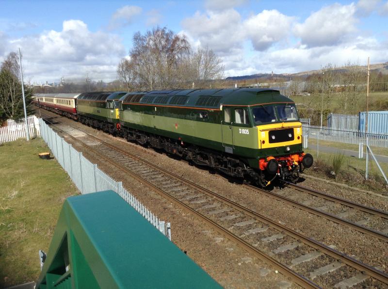 Class 47: Class 47's 47501 Craftsman & 47805 on Kingussie to Crewe through Stirling on 25/03/18 Photo of Class 47