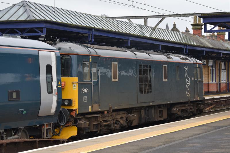 5Z73 at Dumbarton Central 11.4.18: Class 73 with 4 brand new Mk5 sleeper coaches heads through Dumbarton Central en route to Arrochar & Tarbet. Photo of 5Z73 at Dumbarton Central 11.4.18