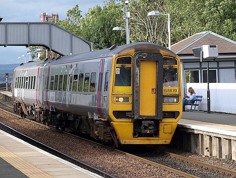 Advenza class 158.passing Dalmeny: Not in service Advenza 158 heading for Edinburgh after crossing the Forth Bridge. Photo of Advenza class 158.passing Dalmeny