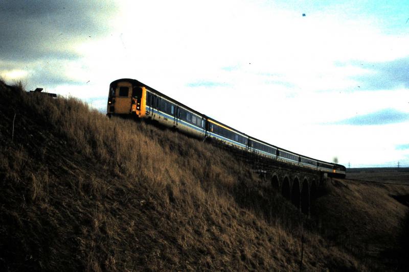 Push Pull Set Approaching Fauldhouse: 21/02/1988: Diverted Edinburgh - Glasgow service climbing towards Fauldhouse. Photo of Push Pull Set Approaching Fauldhouse