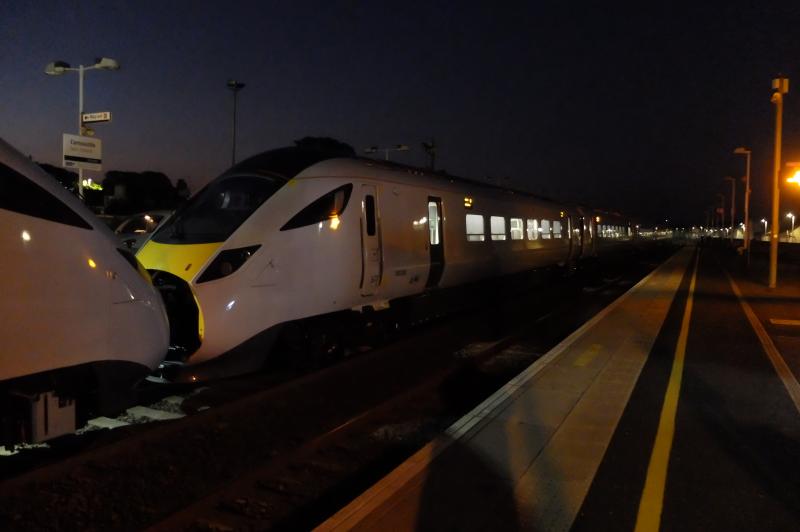 Azuma at Carnoustie: 5X60 2128 Craigentinny to Aberdeen Clayhills Azuma test run makes an unscheduled stop at Carnoustie at 0030 on 29th June 2018. Photo of Azuma at Carnoustie