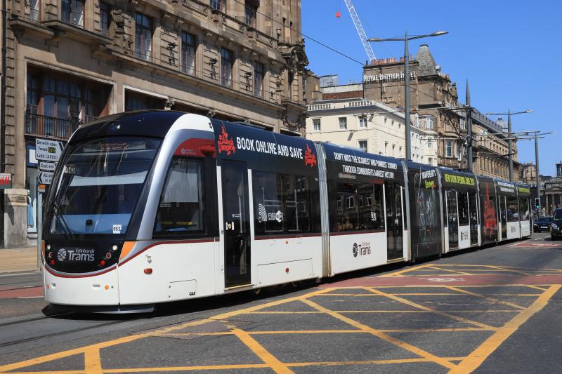 Tram 276: Tram 276 is advertising The Edinburgh Dungeon on 01/07/2018 Photo of Tram 276