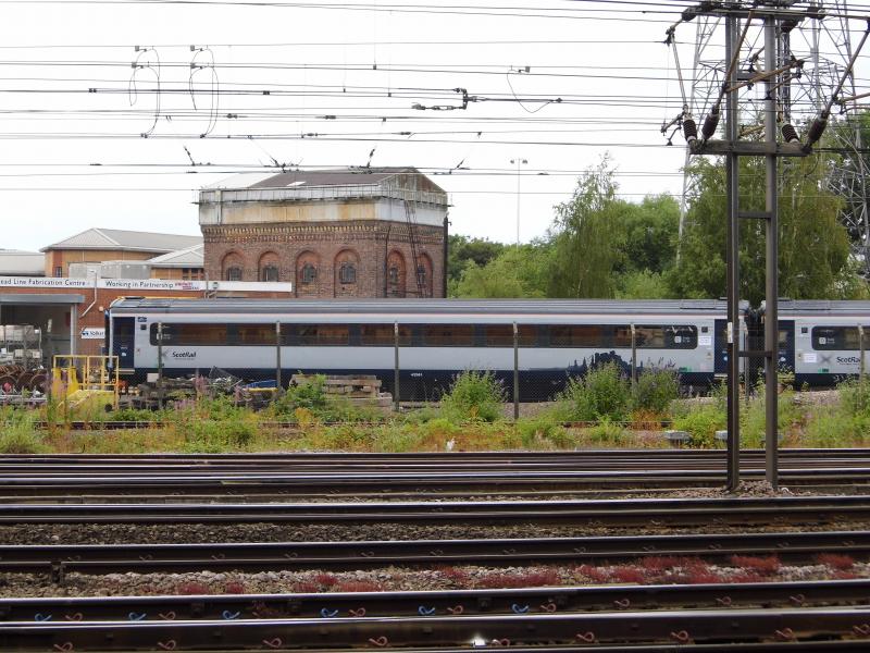ScotRail mk3 coach: ScotRail mk3 coach 42561 in the company of 42046 being shunted by 08669 at Doncaster works 18/07/18 Photo of ScotRail mk3 coach