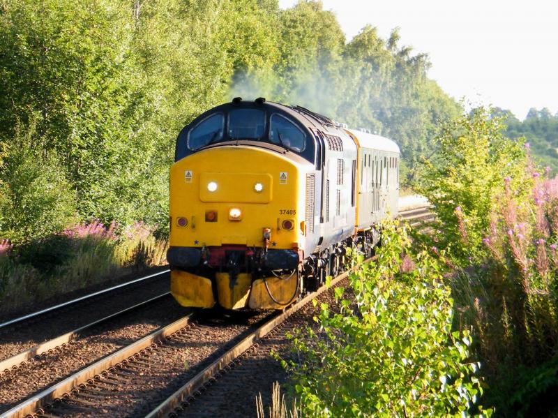 37405 & 'Caroline' @ Gleneagles - 09 August 2018: 37405 hauls Network Rail inspection saloon Photo of 37405 & 'Caroline' @ Gleneagles - 09 August 2018