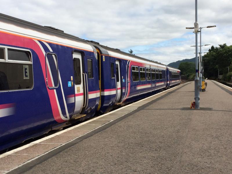 Class 156 Fort William: Bound for Mallaig, a class 156 super sprinter pauses at Fort William. Photo of Class 156 Fort William