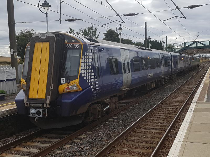 East Lothian 380: 380105 at Drem with 2Y07 15:23 North Berwick > Edinburgh Waverley , Friday , 7th September , 2018 . Photo of East Lothian 380