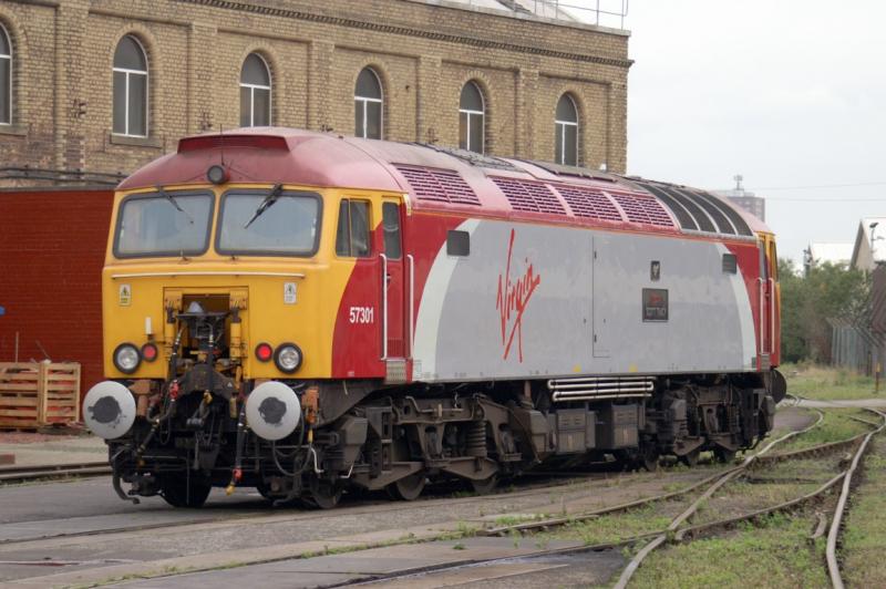 57301: 57301 departs up the yard at Railcare Springburn on the 18-09-08 Photo of 57301