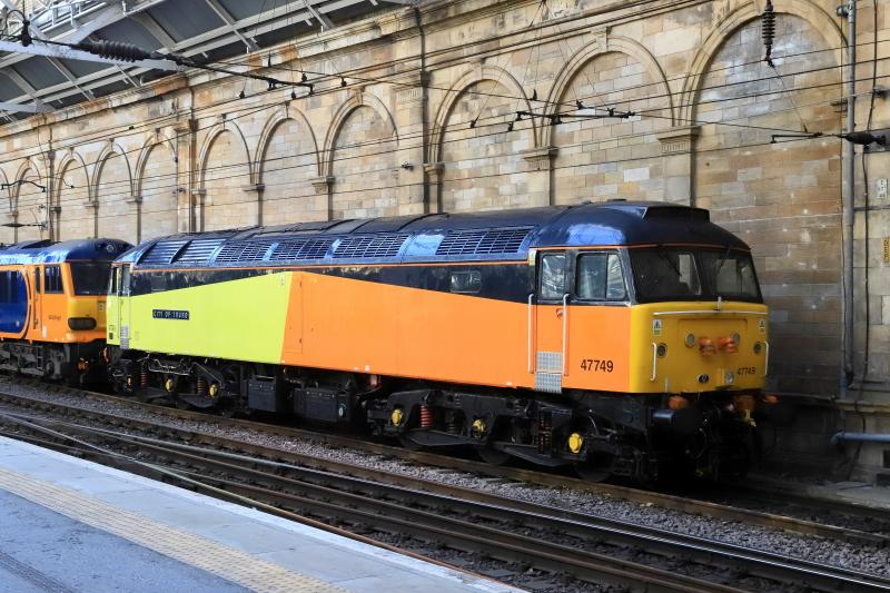 47749 City of Truro: 47749 City of Truro stabled in the South Loop siding (RTT description)in Waverley on 28/09/2018 83H shedplate code for Plymouth Friary Photo of 47749 City of Truro