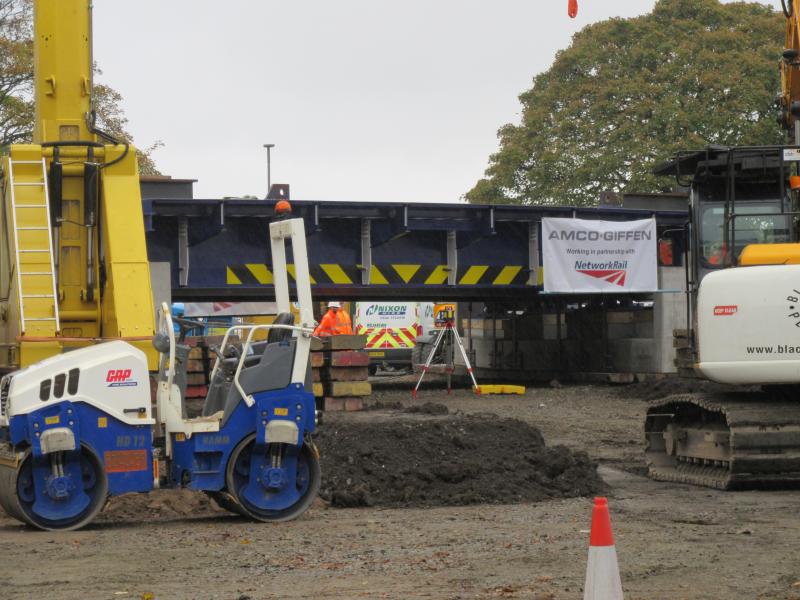 Bonhill Road Bridge Renewal 06: The new bridge deck is seen at the site compound on 20th October 2018. The new deck will be transported to the railway line over Bonhill Road overnight and be installed in place. Photo of Bonhill Road Bridge Renewal 06