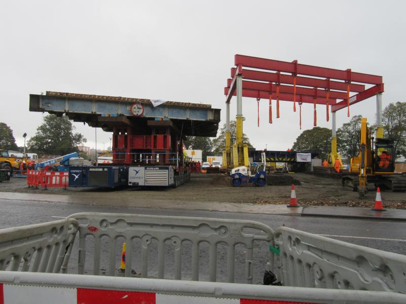 Bonhill Road Bridge Renewal 07: Old and new Bonhill Road bridge decks at the site compound, 20th October 2018. Photo of Bonhill Road Bridge Renewal 07
