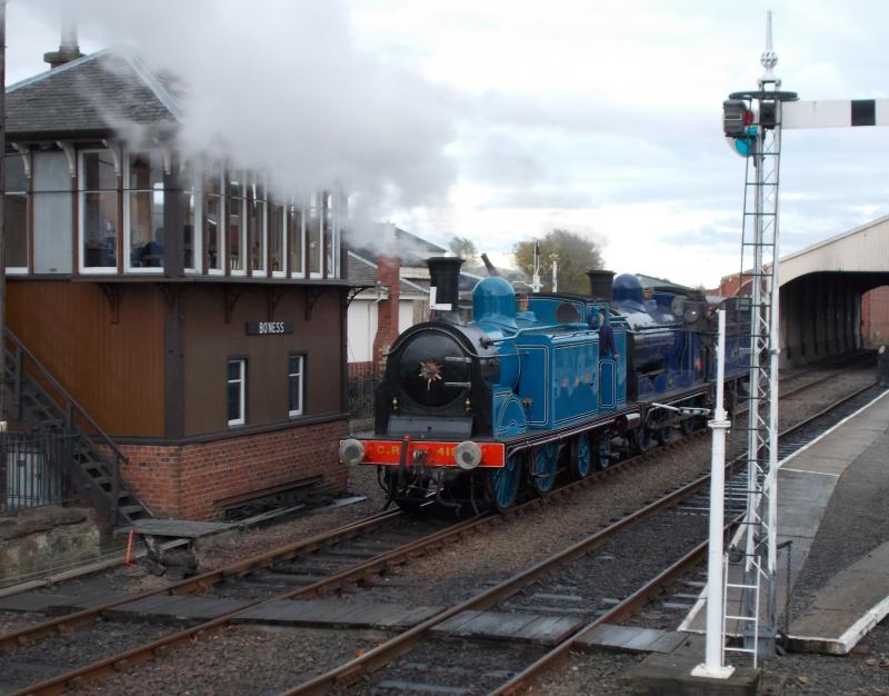Caledonian Reunion: The Caley pair have watered and are returning to their train on the afternoon of 3 Nov 2018, during the B&K Rly's Autumn Steam Gala. Photo of Caledonian Reunion