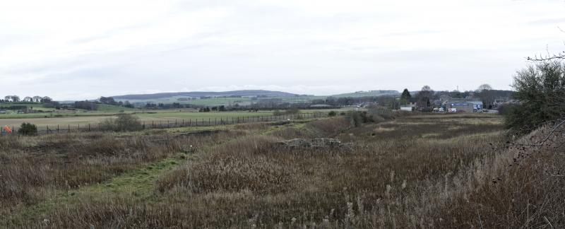 SITE OF NEW KINTORE STATION 1.12.18.jpg: SITE OF THE PROPOSED KINTORE STATION.
THE TRACKBED OF THE ALFORD BRANCH CAN BE CLEARLY SEEN AS A GREEN LINE CUTTING DIAGONALLY ACROSS THE PHOTO. Photo of SITE OF NEW KINTORE STATION 1.12.18.jpg