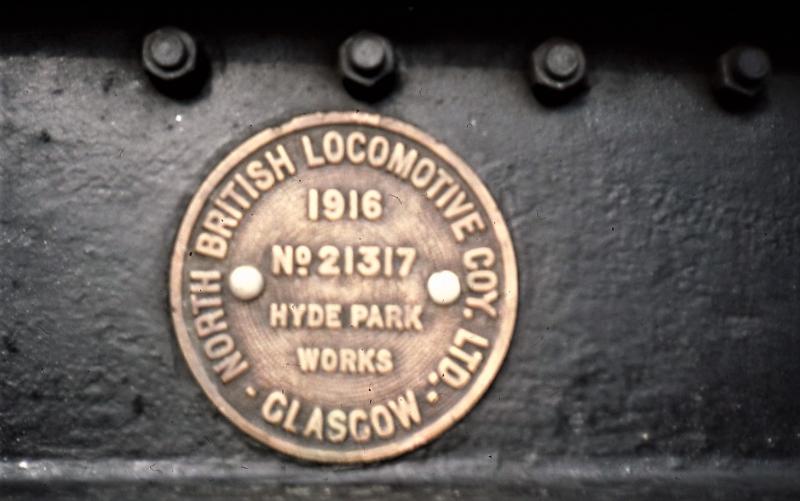North British works plate: This is the plate carried by 140C231, a freight 2-8-0, built for the Chemin de fer de l'Etat. Photo of North British works plate