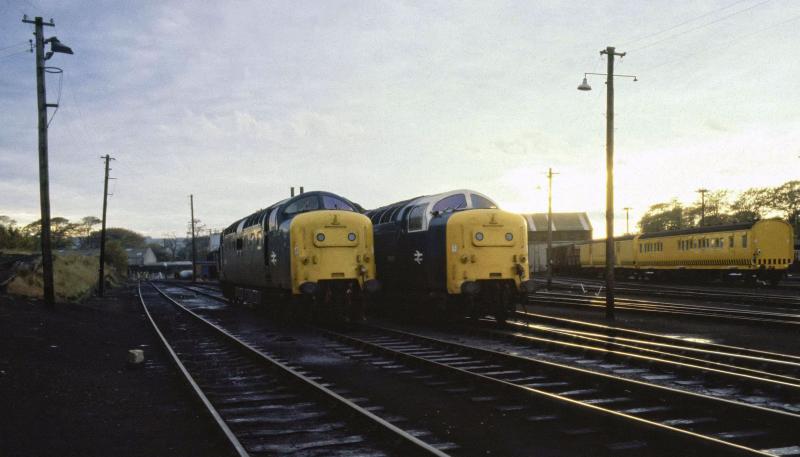 55010+55003 FERRYHILL 27.10.80.jpg: A BLAST FROM THE PAST 3 Photo of 55010+55003 FERRYHILL 27.10.80.jpg