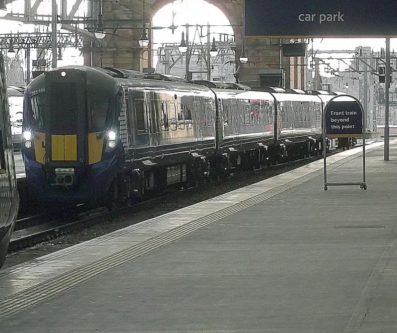 385108 at Glasgow Central: With 385s now arriving in numbers. Staff training has now switched to the South Glasgow Lines. 385108 arrives at Glasgow Central with a staff training run from Gourock on Wednesday 30th January 2019. Photo of 385108 at Glasgow Central