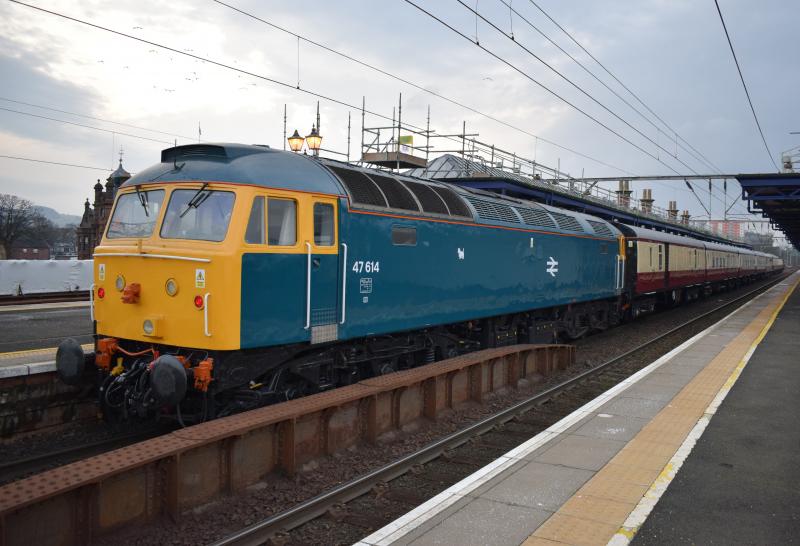 Tail end 47: Class 47614 on rear of 1Z37 at Dumbarton Central 15.2.19 Photo of Tail end 47