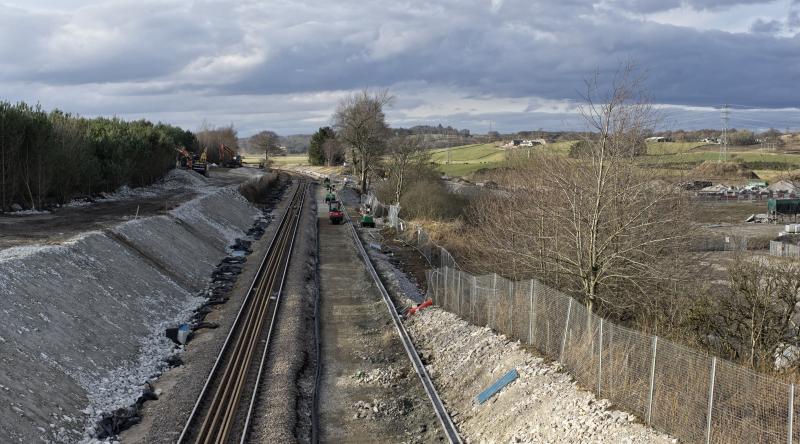 LOOKING TO PITMEDDEN 19.2.19.jpg: DRAMATIC CHANGES JUST SOUTH OF PITMEDDEN GETTING READY FOR REDOUBLING OF THE LINE. Photo of LOOKING TO PITMEDDEN 19.2.19.jpg