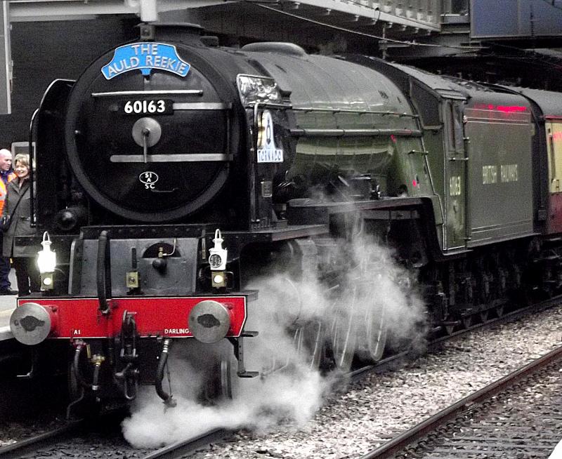 Tornado at Edinburgh: 60163 Tornado has arrived at Edinburgh Waverly with 1Z63 a steam Charter from Doncaster. It took over the train at York for its first outing after its recent problems. Photo of Tornado at Edinburgh