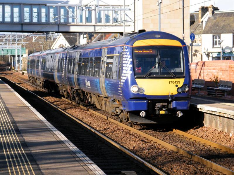 170429 @ Dunblane - 09 March 2019: '2N48' departs for Glasgow Queen Street, at 15.10 Photo of 170429 @ Dunblane - 09 March 2019