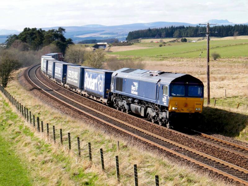 66429 @ Bardrill - 30 March 2019: Grangemouth to Aberdeen Craiginches, intermodal freight Photo of 66429 @ Bardrill - 30 March 2019