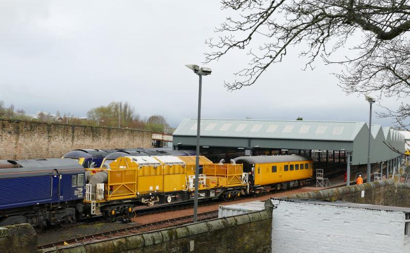66432 Shunts the Snow Train at Perth's Carriage Sheds: 0Z66 arrived from Motherwell on 4-4-19 to shunt the snow train Photo of 66432 Shunts the Snow Train at Perth's Carriage Sheds