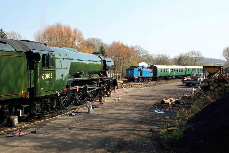 60103 meets a famous loco: 419 slows for its Corfe Castle stop whilst some other loco looks on!! Photo by Andrew P.M. Wright Photo of 60103 meets a famous loco