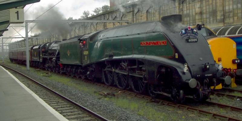 60009 at Carlisle: After a quick break for some coal and water 60009 Union of South Africa and 44871 head back through Carlisle for the next leg of the Great Britain XXII tour of the UK, to Edinburgh, on Tuesday 30th April 2019 Photo of 60009 at Carlisle
