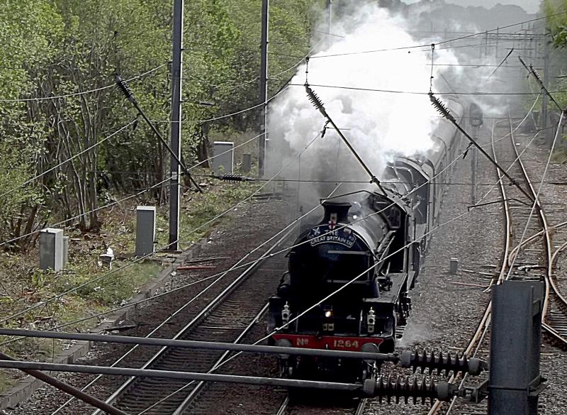 1264 at Shettleston: Running a few minutes late LNER B1 and Black 5 44871 approach Shettleston, with the Great Britain XII railtour from Edinburgh Waverley to Stranraer on Thursday 2nd May 2019 Photo of 1264 at Shettleston