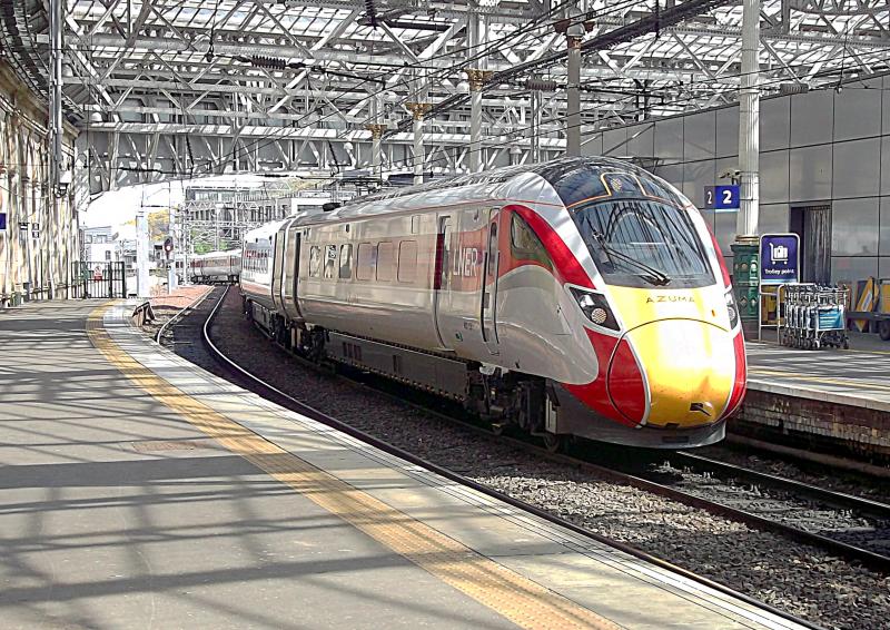 800108 at Edinburgh: LNER Azuma 800108 arrives at Edinburgh Waverley on Electric mode on a Test and Mileage accumulation run from Newcastle on Thursday 9th May 2019 Photo of 800108 at Edinburgh