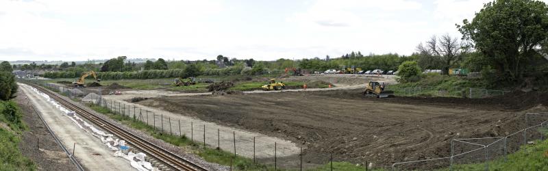 THE NEW KINTORE STATION TAKES SHAPE 24.5.19.jpg: THE BULLDOZER IS WORKING ON THE AREA THAT WILL BECOME THE CAR PARK.THE HARD CORE AREA IS MORE OR LESS THE LENGTH OF THE NEW PLATFORMS. Photo of THE NEW KINTORE STATION TAKES SHAPE 24.5.19.jpg