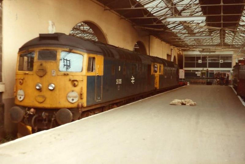 26s at Inverness: Later at Inverness with locos 26035 and 26046 after having arrived back from Aberdeen. 5/7/83 Photo Danny Hathaway Photo of 26s at Inverness