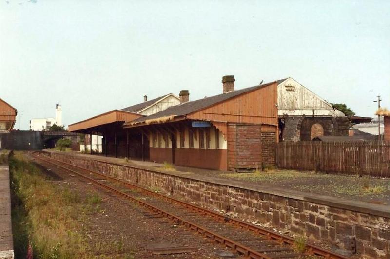 Dunfermline Upper: Station buildings still with the Scottish Region blue sign over the Gents loo! Dan was amazed it was still there so long after the station was abandoned. Where is it now? 6/7/83 Photo Danny Hathaway Photo of Dunfermline Upper