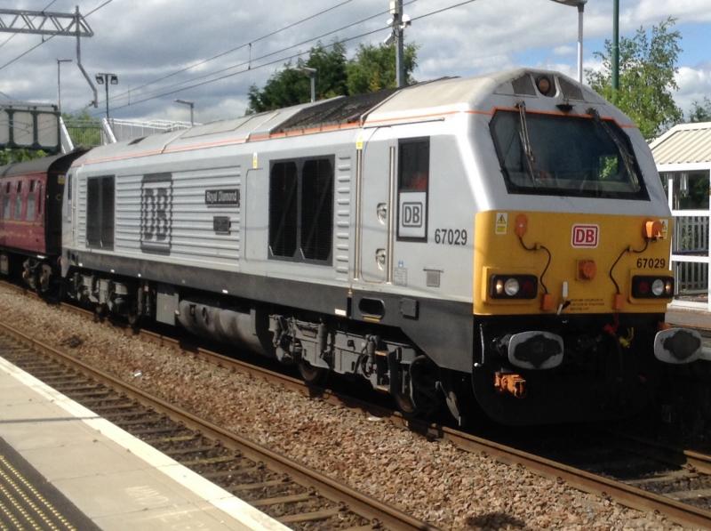 Class 67: Class 67 67029 Royal Diamond through Camelon with empty coaching stock for Bo'ness on Tuesday 28 th May 2019 Photo of Class 67