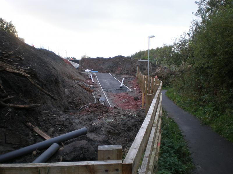 New footpath at Uphall Station: This will be the new footpath connecting Platfroms 1 and 2 at Uphall. Photo of New footpath at Uphall Station