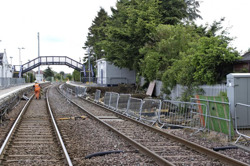 INSCH PLATFORM EXTENSION WIP LKG TO INVERURIE 20.6.19.jpg: . Photo of INSCH PLATFORM EXTENSION WIP LKG TO INVERURIE 20.6.19.jpg
